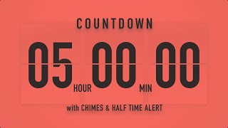 5 Hour Countdown Timer โณ Flip Clock with Chime Alerts ๐งก๐