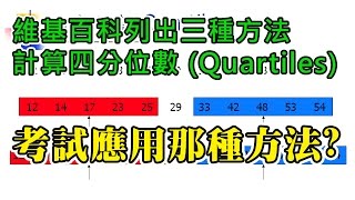 四分位數 Quartiles 驟眼看來很簡單，但其實計算四分位數的方法並沒有統一標準