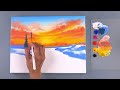 winter sunset acrylic painting tutorial