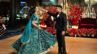 INDIAN WEDDING RECEPTION DANCE l BRIDE AND GROOM ENTRANCE l SABYASACHI BRIDE