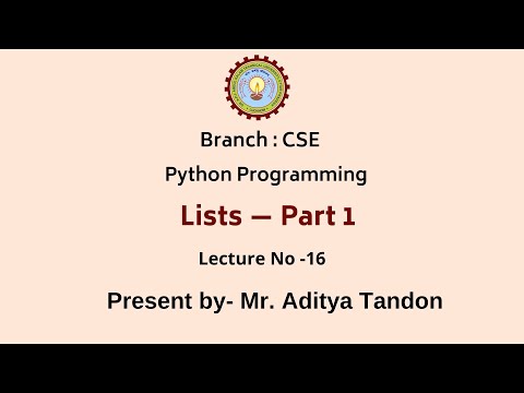 Python Programming Lists Part 1 Aktu Digital Education Youtube