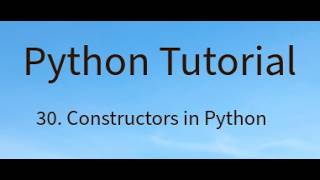 Python Constructors