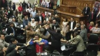 Venezuela MPs have a punch-up in parliament over election dispute