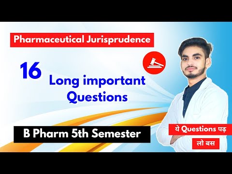 Pharmaceutical Jurisprudence 5th Semester Important Questions। B Pharm ...