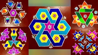 5 Simple \u0026 easy daily rangoli design @Youtube #rangoli #kolam #muggulu #easyrangoli #simplerangoli