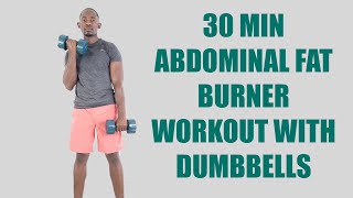 30 Minute ABDOMINAL FAT BURNER Dumbbell Workout at Home