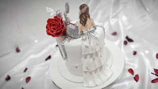 وأخيرا الفيديو المنتظر🎂كيك ديزاين العروسة👰‍♀️طريقة التغليف والتزيين من الألف الى الياء😍 Cake design