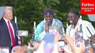 VIRAL MOMENT: Rappers Sleepy Hallow And Sheff G Join Trump Onstage At Bronx Camp