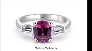 Pink Spinel and Baguette Diamond Ring