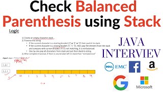 Check if parenthesis are balanced using Stack| Java