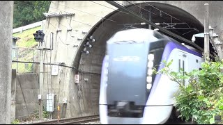 中央東線塩嶺隧道（岡谷〜みどり湖駅）響く走行音…【E353系特急あずさ17号】…みどり湖駅を高速通過(^^;)