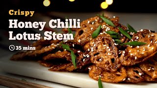 Honey Chili Lotus Stem | Crispy Fried Lotus Stem | Sweet \u0026 Spicy Lotus Stem | Starter Recipe | Cookd