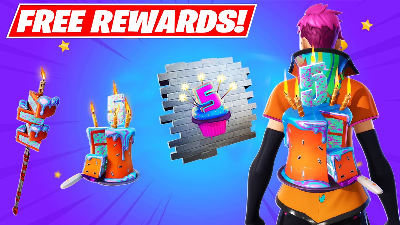 Fortnite 5TH Birthday FREE REWARDS & Challenges (Gameplay Showcase ...