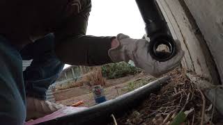 Cementing \u0026 Sawing Kitchen \u0026 Office Drain Pipe Tee Connector back in Place, 1 October 2020, GX011610