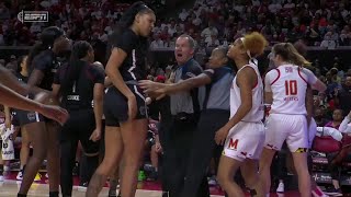 TEMPERS FLARE: #1 South Carolina & #17 Maryland SEPARATED, Refs Call Technicals & Intentional Foul