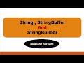 string stringbuffer and stringbuilder in java