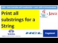 Java Program to print all substrings for a String | Learn with Krishna Sandeep