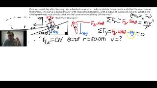 Car on Banked Curve Centripetal Force Problem