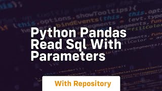 Python pandas read sql with parameters