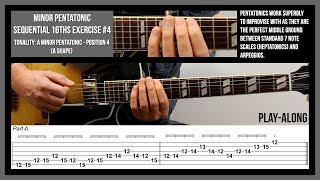 Minor Pentatonic Sequential 16ths Exercise #4 - Guitar Technique