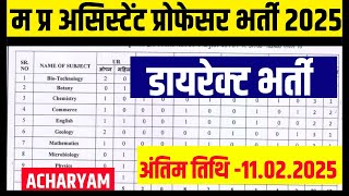 म प्र असिस्टेंट प्रोफेसर परमानेंट भर्ती 2025, MP ASSISTANT PROFESSOR VACANCY 2025, MP NEW VACANCY