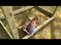 diy outdoor playset with two levels tarp roof twisty slide rock wall and swings