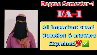 FINANCIAL ACCOUNTING-1 Short questions and answers explained 💯✅️ /Degree sem 1 FA-1 explained