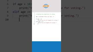 #Checking the #age #eligibility for #vote in #election #using #if-else in #Python | #pythonprogram