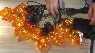 wendadeco 5m 10 diamond  bulbs of string lights outdoor solar