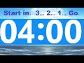4 Minute Countdown Timer -Beep & Time Remaining at Each Minute * NO ADS DURING TIMER -No Music