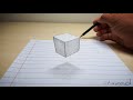 How to draw a 3d floating cube | easy 3d drawing | 3d drawing tricks