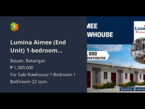 Lumina Aimee End Unit 1 Bedroom Rowhouse For Sale In Bauan Batangas