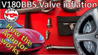 Inflating BBS wheel tyres and how the special valve adaptor works V180 Jaguar XK8 XKR X100