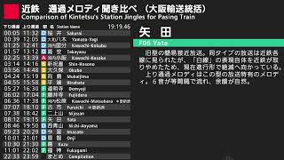 近鉄　駅の通過メロディ聴き比べ（大阪統括部）　Comparison of Kintetsu’s Station Jingles Informing Passing Train Approaches