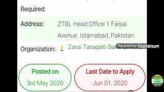 ZTBL Jobs 2020 For Advisor to President / CEO in Islamabad