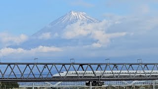 富士山と新幹線 富士川河川敷 JAN.2025 Mt.Fuji and Shinkansen FUJI CITY JAPAN