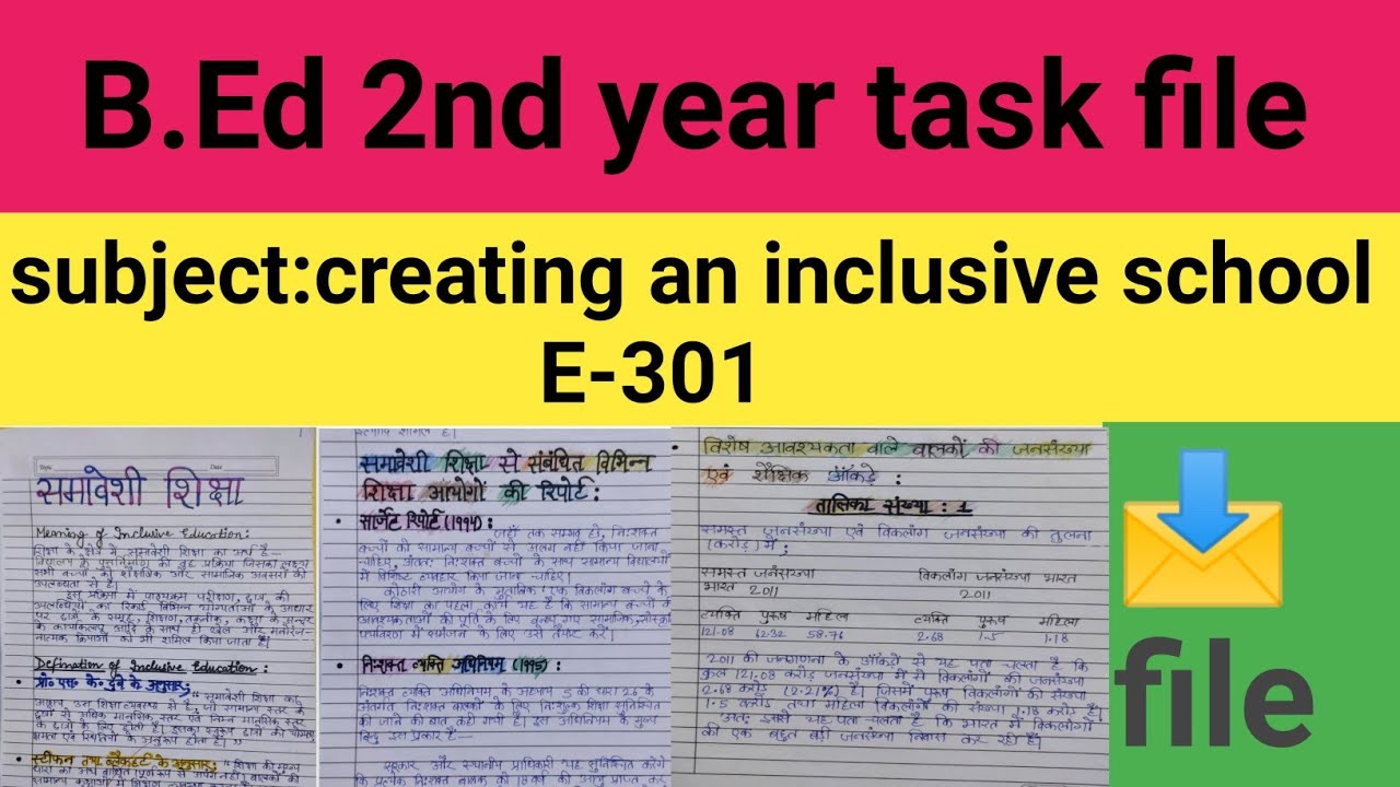 B.Ed 2nd Year File Creating An Inclusive School(E-301) Task File - YouTube