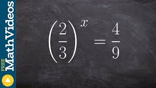 Rewriting a exponential equation to solve using one to one properties (2/3)^x = 4/9