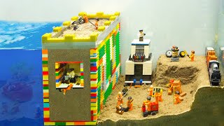 Lego Dam Breach Experiment - NEW LEGO Castle Wall with Prison Inside - Lego City Prison Escape Fail