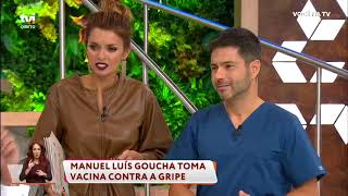 Maria dá a mão a Goucha enquanto o apresentador é vacinado em direto - Você na TV!