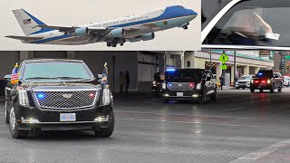 President Donald Trump's Motorcade Departs Las Vegas - Up Close Motorcade \u0026 Air Force 1