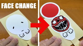 FUNNY！Face Changer Magic Card｜Paper Craft DIY Tutorial with Bridge Worms of the Trevor Henderson