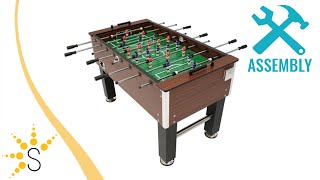 Sunnydaze Faux Wood Foosball Game Table with Folding Drink Holders - 55-Inch - EG-701