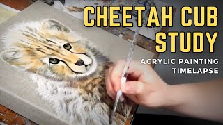 Painting a CUTE Cheetah CUB // Acrylic Painting Timelapse