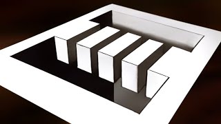 Very Easy!! How To Draw 3D Hole - Anamorphic illusion - 3D Track Art on paper
