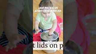 Here is a #montessori practical life activity for your 12 month old! See full video for more ideas