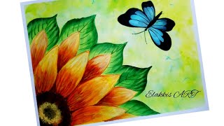 🌻Sunflower with Butterfly Painting for Beginners I Easy ART Ideas I Acrylic Painting Tutorial