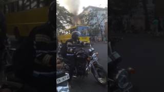 SRM University bus on fire.......