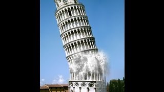 Huge wooden tower being destroyed