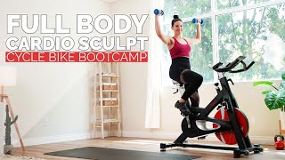 Full Body Cardio Sculpt Cycle Bike Bootcamp with Dumbbells